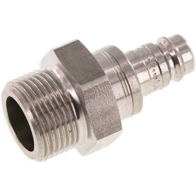 RVS DN 10 Luchtkoppeling Insteeknippel G 3/4 inch Buitendraad Double Shut-Off - CLP10-M-S-SV-P-034