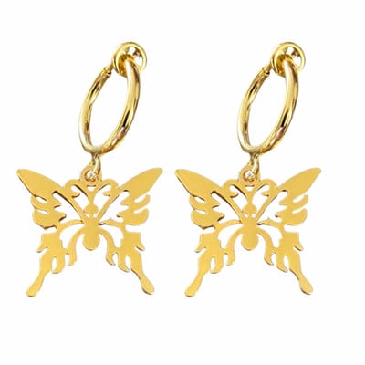Klem Oorbellen-Vlinder-Goudkleurig- geen gaatje- Charme Bijoux