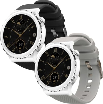 kwmobile 2x horlogebandjes geschikt voor Huawei Watch GT 3 Pro 43mm / Watch GT3 42mm / GT2 42mm / MagicWatch 2 42mm bandje - Smartwatch bandjes van TPU - Activity tracker horloge band in zwart / grijs / grijs