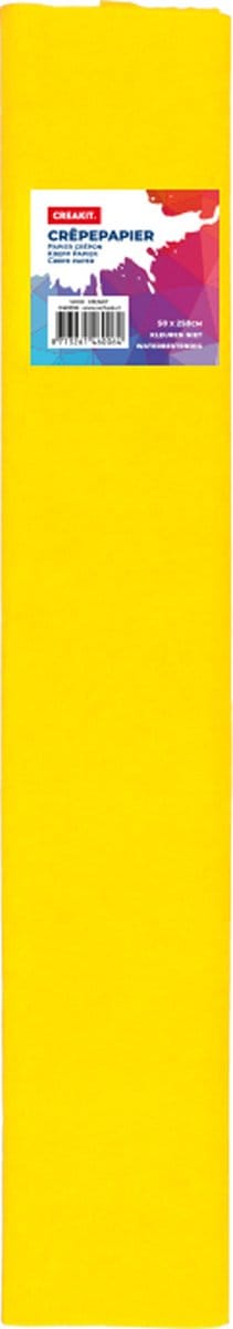 CREAKIT. Crêpepapier – 50 x 250 cm – Knutselen voor Kinderen en Volwassenen – Knutselpapier – Gekleurd Tekenpapier – Vloeipapier – Crepe Papier – Geel