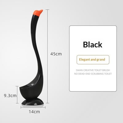 Brosse à Toilettes en Forme de Cygne avec Support - Brosse de Nettoyage en Silicone à 360° Sans Angle Mort pour Salle de Bain noir
