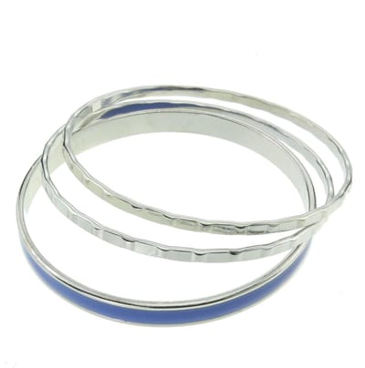 Behave - Armbandenset zilverkleur blauw - trendy stackingstijl dames