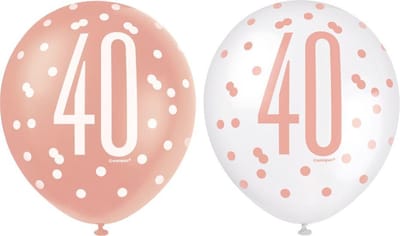 Ballonnen 40 Jaar Rosé Goud Glitz (6st)