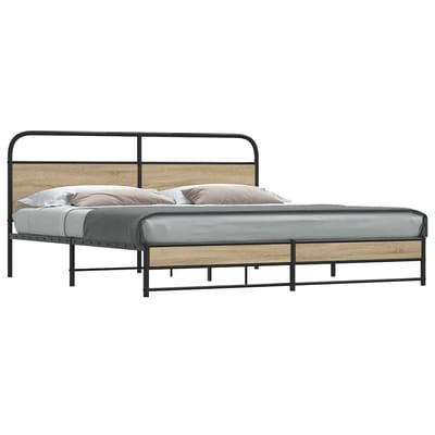 vidaXL - Bedframe - zonder - matras - metaal - gerookt - eikenkleurig - 200x200 - cm