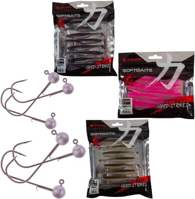 Kunstaas Sets - Shads Jigheads - Snoekbaars Vissen - Diverse Maten Kleuren - 9.5-12.5cm - Veelkleurig