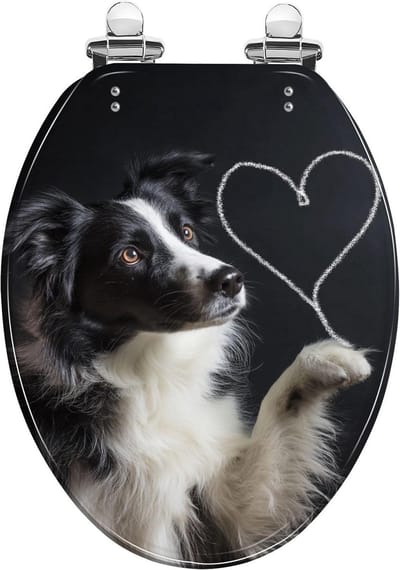 Decoratieve WC-bril - Toiletbril Hars - Badkamer Upgrade - Zwart Labrador Print - 40-47 cm lengte - Zwart