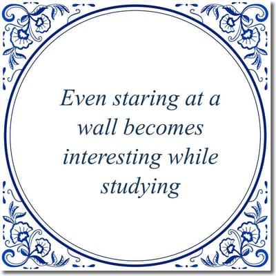 Tegeltje met hangertje - Even staring at a wall becomes interesting while studying