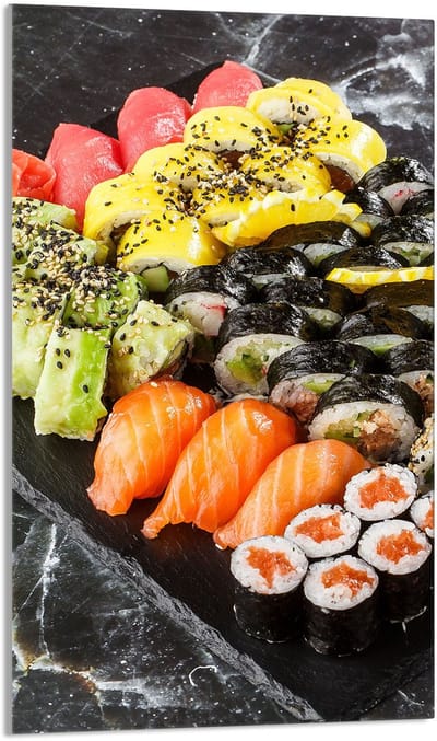 TMK ArtDeko - Snijplank van Gehard Glas - 30x52 cm - Sushimotief - Antibacteriële Eigenschappen