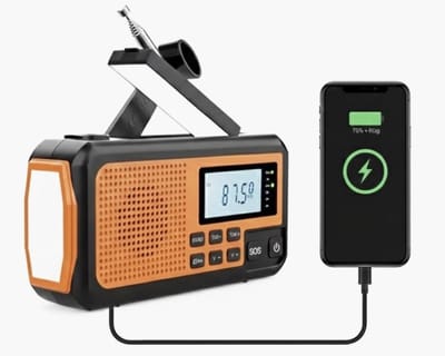 Noodradio 4000mAh – Draagbare AM/FM Radio met Zonne-energie & Handslinger – Powerbank – LED Zaklamp & Leeslamp – Outdoor & Noodpakket