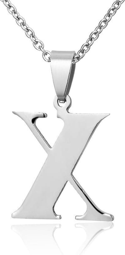 Montebello Ketting Letter X - Unisex - 316L Staal - Alfabet - 18 x 30 mm - 50 cm