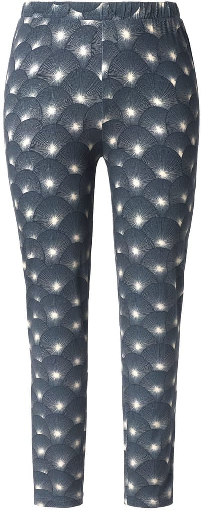 Ulla Popken - Dames - Legging print smalle pijpen biologisch katoen - Zwart - Maat 42+