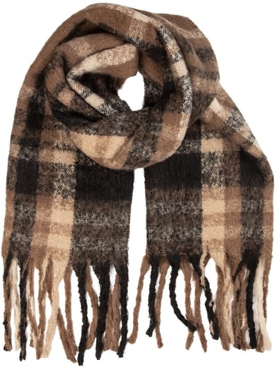 Clayre & Eef Wintersjaal Dames 50x210 cm Bruin Textiel