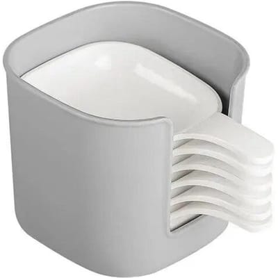 6 stuks/set plastic witte huishoudelijke dipschaaltjes met handgrepen serviesset met opbergrek saus azijn schaaltjes