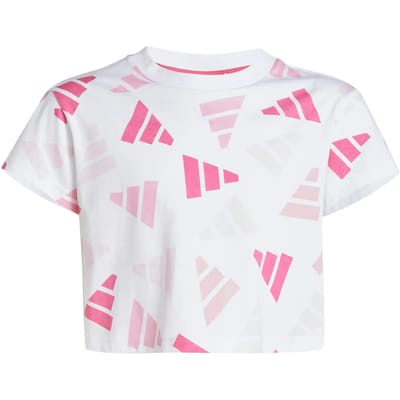 Adidas Seasonal Essentials Logo Celebration Crop T-shirt Met Korte Mouwen Wit 11-12 Years Meisje