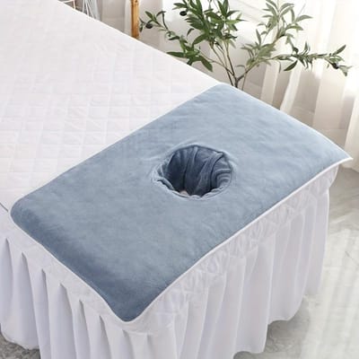 40*80cm Verdikte Beauty SPA Massagetafel Bekleding Gezichtshanddoek Met Gat Bed Bandana blauw