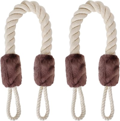 Verpakking van 2 deurkoordklembeschermingen, deurstoppergreep, deurstoppergreep van katoen, deurkoordklembescherming voor deuren, deurkoordklembescherming, deurstopper deurkoorden, deurkoordklembescherming van katoen (bruin)