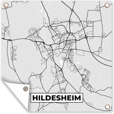 Tuin poster Hildesheim - Kaart - Stadskaart - Duitsland - Plattegrond - 200x200 cm - Tuindoek