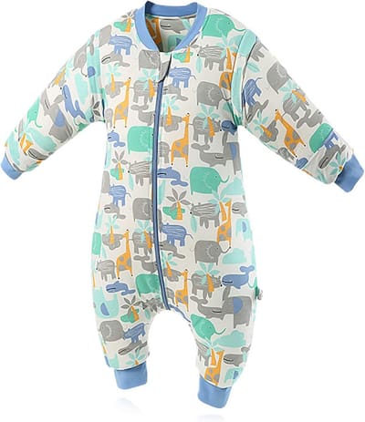 Warme Baby Slaapzak met Poten en Afneembare Mouwen - 3.5 Tog Winter Slaapzak van Biologisch Katoen