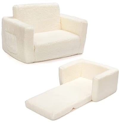 Kinder Sofa Bed 2-in-1 | Zachte Sherpa Peuter Sofa | Opklapbare Sofa tot Stoel voor Kinderen | Perfect Speel en Relaxmeubel voor Jongens en Meisjes