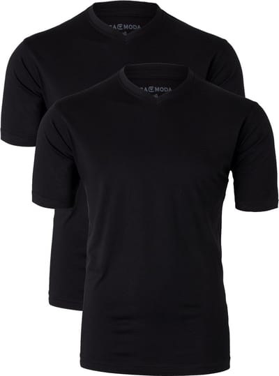 CASA MODA T-shirts (2-pack) - V-neck - zwart