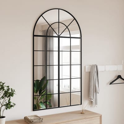 Vidaxl Wandspiegel, Zwart, 80X140 Cm, Afgerond Met Boog, IJzer