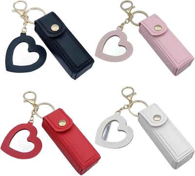 Set van 4 Hartvormige Spiegels Lipstick Etuis - Ideaal voor Lipgloss, Lipbalsem en Reizen, Perfect Cadeau voor Vrouwen