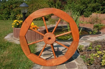 Decoratieve Wielwagen - Rustiek Cartwheel - Tuindecoratie Buiten - Echt Hout - 70 Cm Diameter - Bruin