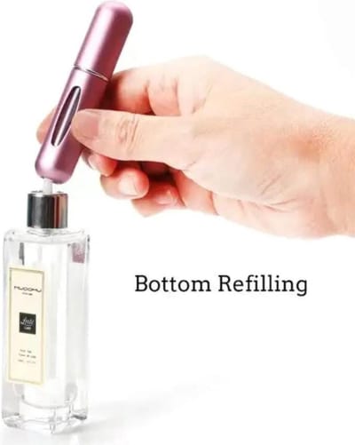 Mini hervulbare parfumflesje - 1 stuk Luxe - In prachtige kleuren - Lekvrij - Praktisch voor op reis - Klein voor handtas of broekzak - 5ml - Mini draagbare navulbare spray - Zeer gemakkelijk te vullen - met verstuiver - . ECOLOGISCH - Blauw/ R 34