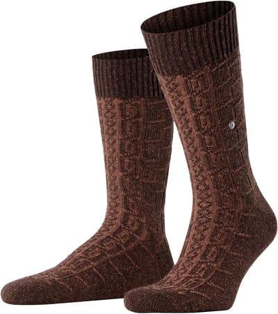 Burlington Twist of Tweed gedessineerd wol sokken heren bruin - maat 40-46
