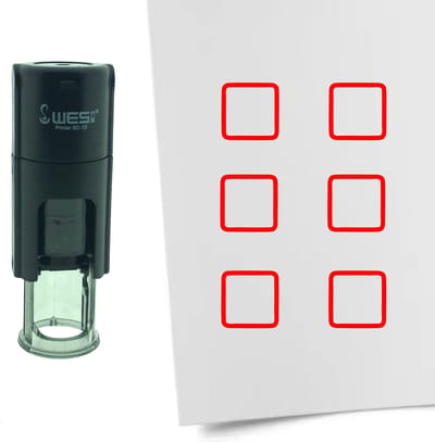 CombiCraft Stempel Lege checkbox of Vierkant 10mm rond - rode inkt