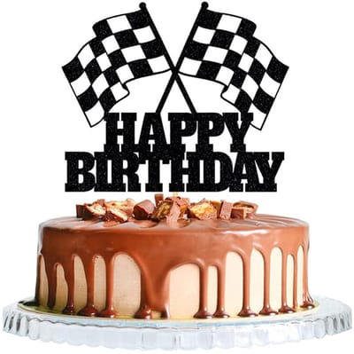 Dailygoods- Taartdecoratie Auto Themafeest - Taarttopper Verjaardag - Raceauto Decoratie - Verjaardagstaart Decoratie - Autotaarttopper - Papiermateriaal