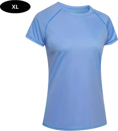 Livano Sportshirt Dames - Sport - Fitness - Compressie Shirt - Corrigerend Hemd - Sportkleding - Vrouwen - Hemelsblauw - XL
