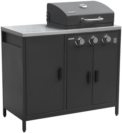 sweeek - Gasbarbecue met 3 branders, 3 deuren en 2 opbergruimtes 100 x 58,5 x 138,5cm - naxos