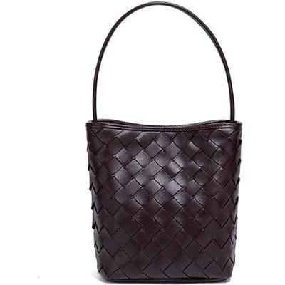 Handgeweven Handtas voor Dames, Klein en Lichtgewicht, Schoudertas/Crossbodytas, Effen Kleur Textuur, Charmante Bucket Bag gray