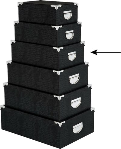 5Five Opbergdoos / Box - zwart - L36 x B24.5 x H12.5 cm - Stevig karton - Crocobox