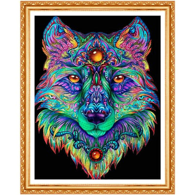 5D Diamant Schilderij Dieren Diamant Borduurwerk Wolf Volle Boor Afbeeldingen van Strass Steentjes Decor Huis 20X30CM blue