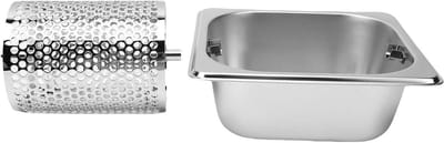 Boterroller - Broodboterwiel - Gelijkmatig smeren - Roestvrij staal - 18 cm container - Zilver