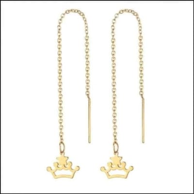 Aramat Jewels | Oorbellen | Stijlvolle RVS Doortrekoorbellen | Kroon | |1,5mm | Staal | Volwassenen | Verkleurd niet