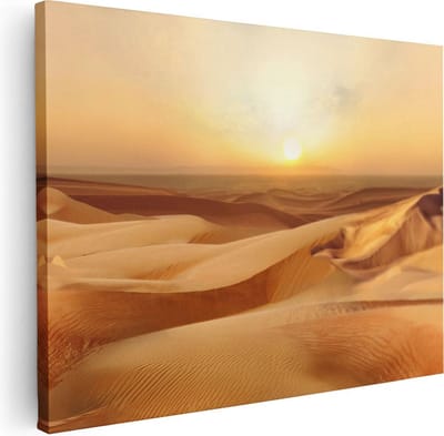 Artaza Canvas Schilderij Zandduinen - 40x30 cm - Klein - Wanddecoratie Woestijn - Muurdecoratie Zon - Kamer Accessoires Landschap