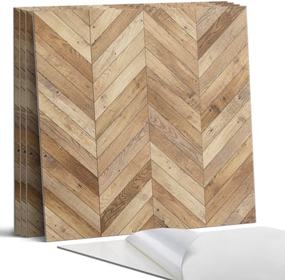 Coloray Wandpanelen Zelfklevend - Visgraatpatroon in het hout Zelfklevende Wandpanelen - 50 cm x 50 cm - Bruin Wandpaneel PVC - 4 stuks - Texturen Wandpanelen Zelfklevend - Keuken Wandpanelen - Wandpanelen Badkamer