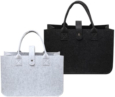 Dailygoods- Boodschappentas Duurzaam - Vilten Tas - Opvouwbaar - 2 Stuks - 30 x 20 x 18 cm - Ondersteunt Herbruikbaar Gebruik - Draagtas