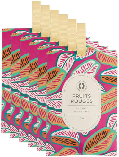 Ostaria Geurzakjes Rood fruit - 6x - met ophanglusje - geurkaartjes/luchtverfrisser