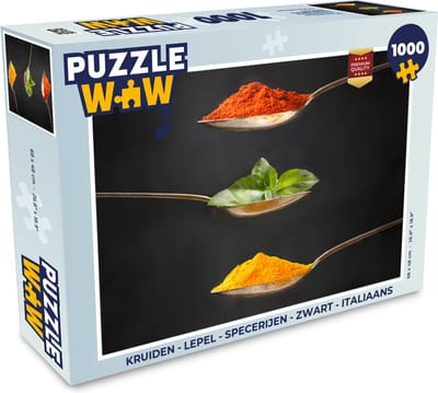 Puzzel Kruiden - Lepel - Specerijen - Zwart - Italiaans - Legpuzzel - Puzzel 1000 stukjes volwassenen