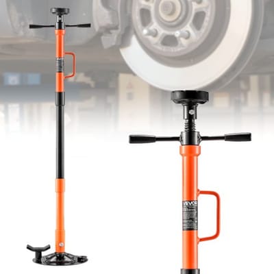 VEVOR Ondersteunende Krik 1 t, in hoogte verstelbaar (885–1800 mm) met kogelgelagerde draaihendel en zelfborgende schroef, voor het ondersteunen van voertuigonderdelen.