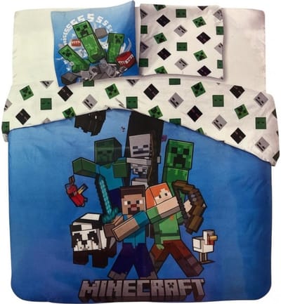 Minecraft - Dekbedovertrek - Lits Jumeaux - 240 x 220 cm - Katoen.