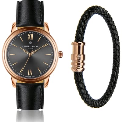 Horloge en leren band Philipp Blanc Geneva