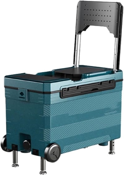 Viskist Met Wielen - Visstoel Tackle Box - Vissen Opbergen - Multifunctionele Opslag - 70x54x31cm - Blauw