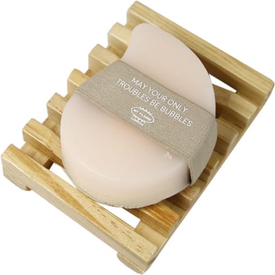 MY FLAME - Body Wash Bar - roze - zeepbar met sponsje en houten tray - in cadeauverpakking - Geur: Oriental Vanilla