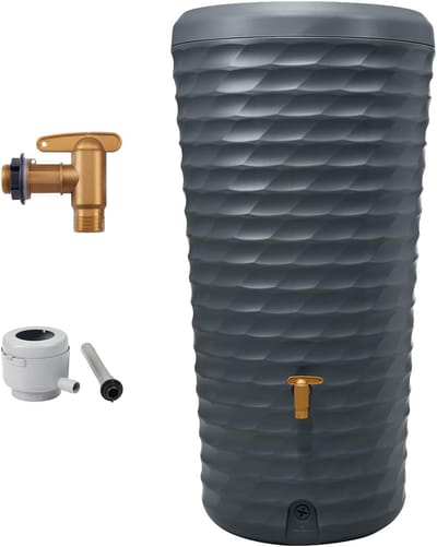 Regenton Compleet Set - Water Opslag Vat - Duurzaam Tuinieren - Inclusief Kraan Aansluiting - 230 Liter Capaciteit - Grafietgrijs