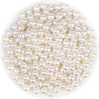 Kralen voor ambacht, 500 stuks ivoor faux parels, 10 MM kleine naai op parel kralen met gaten voor sieraden maken, armbanden, kettingen, haren, ambachten, decoratie en vaasvuller